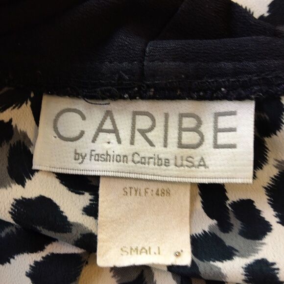 Caribe vintage black and charcoal gray animal print kimono with shoulder pads - Picture 10 of 10